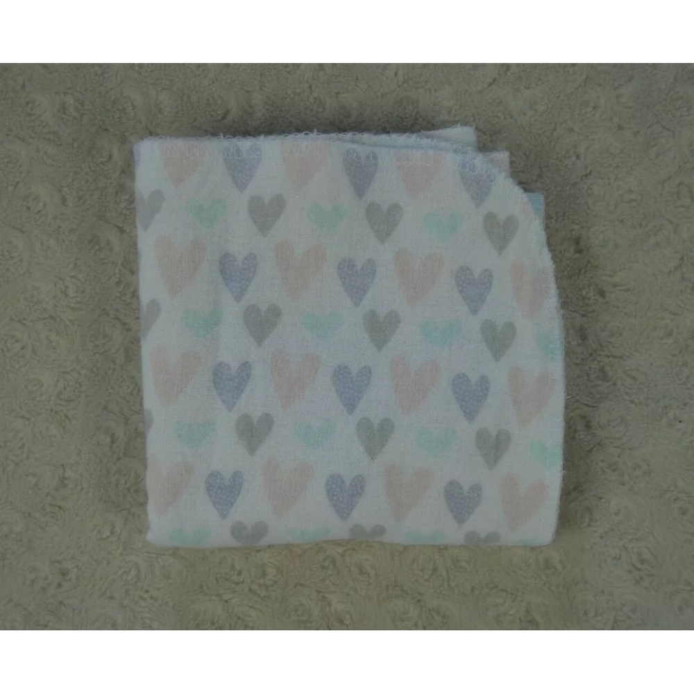 Baby Kiss Hearts Flannel Baby Receiving Blanket White Pink Gray Purple Green
